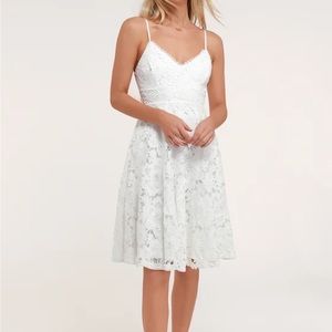 Lulus Nora Lee White Sleeveless Lace Midi Dress With Pockets Size XS
